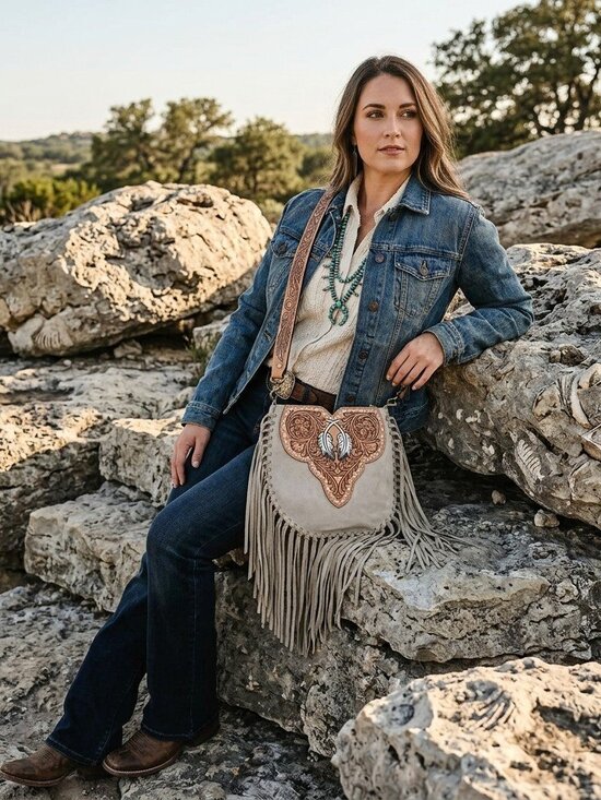 American Darling Handbags - Sahara Sands Western Fringe Crossbody